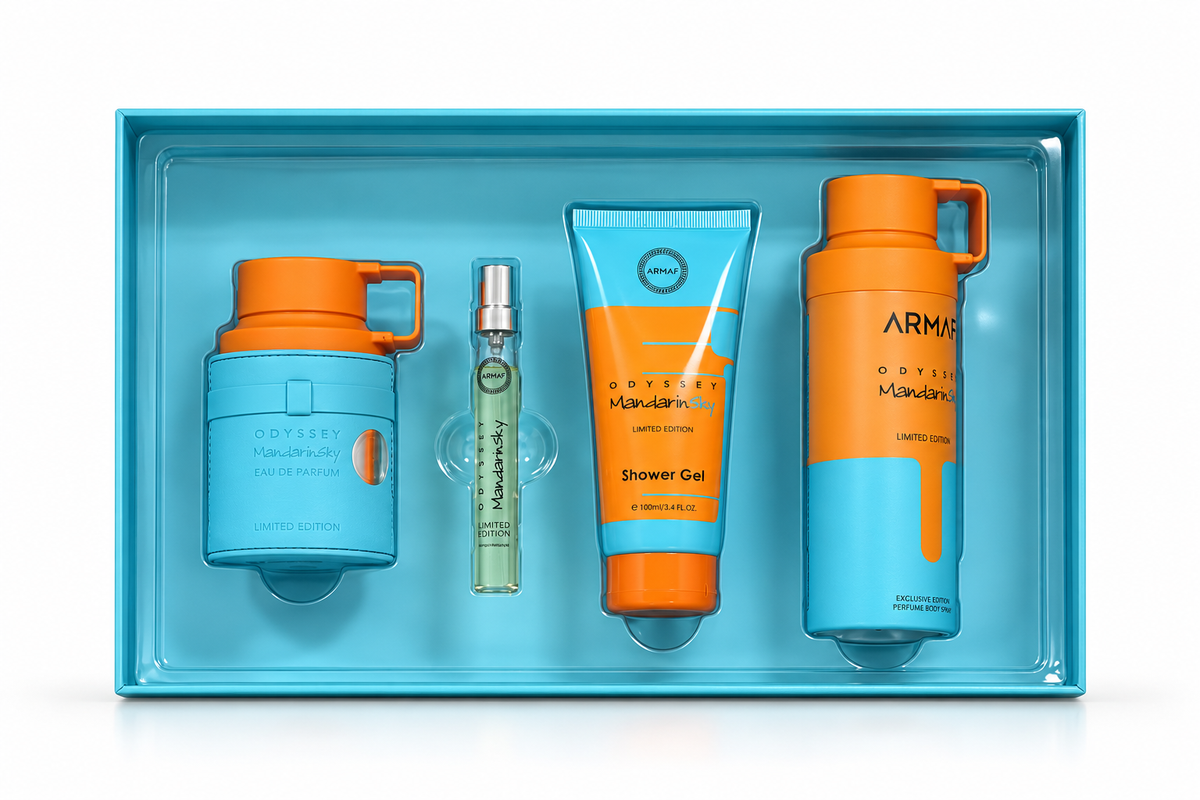 Odyssey MandarinSky 4 https://admin.shopify.com/store/essenza-perfumes-collection/products?savedViewId=848500719660Pcs Gift Set Limited Edition – Armaf